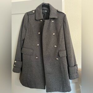 Forever 21 Charcoal Double-Breasted Coat